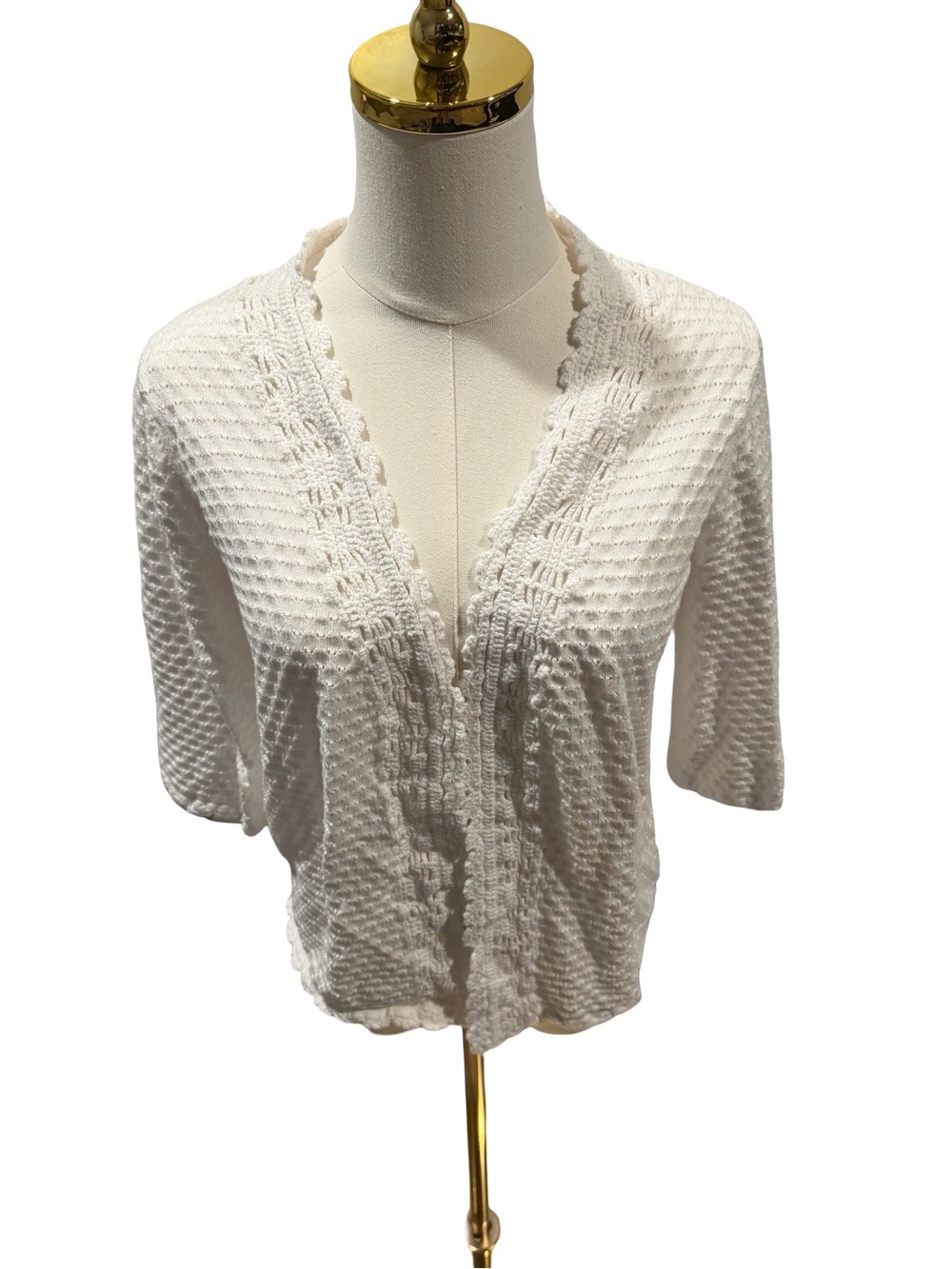 Designers Originals White Textured Open-Front Cardigan